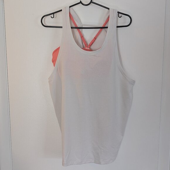 LULULEMON 2-in-1 Cut-Out Yoga Tank A/B Cup size 10 White Pink Relaxed Fit - Picture 1 of 2